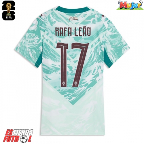 Portugal Rafael Leao #17 Segunda Equipación Mujer Mundial 2026 Manga Corta
